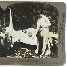 Stealing Sleeping Husband's Money Stereoview c1904 Burglar Wife Bed Thief A2713 picture