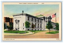 c1940's Louisville Kentucky KY, Public Library Building Street View Postcard picture
