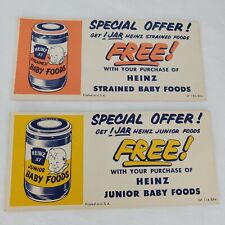 Vintage Heinz 57 Baby Food Coupons Lot Of 2 Special Offer Orange Yellow 50s USA picture