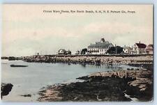 Rye North Beach New Hampshire NH Postcard Ocean Wave House Scene c1920's Antique picture