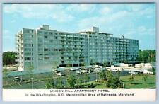1950's BETHESDA MARYLAND MD LINDEN HILL APARTMENT HOTEL POOKS HILL ROAD POSTCARD picture