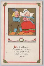 Holiday~Christmas~Little Dutch Children~Holly Berries & Acorns~1914~S Bergman PC picture