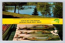 Crystal Falls MI-Michigan, Kopf's Way Dam Resort, Vintage c1979 Postcard picture