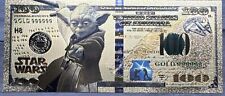24k Gold Plated Yoda Star Wars Banknote Collectible picture