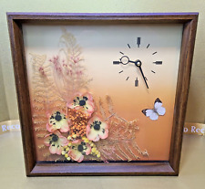 Wall Clock Floral Butterfly Vintage 1977 3D Flowers 