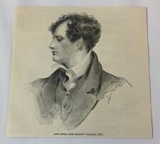 1883 magazine engraving ~ LORD BYRON from Harlow's portrait picture
