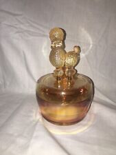 Vintage Jeanette Poodle Trinket Carnival Glass Marigold Vanity Powder box 1940s picture