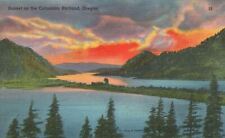 Vintage Postcard 1953 Sunset On Columbia River Mountains Pines Portland Oregon picture
