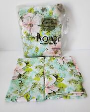 VTG Pequot Floral Percale Sheets 1970s No Iron 2 Pillow Cases & Fitted Sheet Set picture
