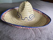 Vintage 80s Mexican Sombrero Hat Mexico Woven Straw Sun Party Costume Wall Decor picture