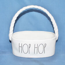 RAE DUNN MAGENTA Hop Hop Easter Basket White Ceramic Rope Handle picture