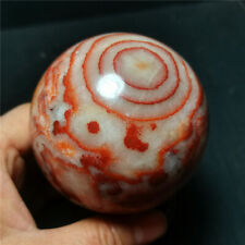TOP 516G Natural Polished Red line Stone Agate Crystal  Ball Healing WD1251 picture