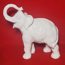 Vintage White Porcelain Elephant Trunk Up Figurine Home Decor picture