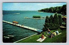Syracuse IN-Indiana, Lake Wawasee, Sun Bathing, Boating, Vintage Postcard picture