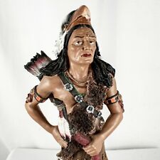 Native American Lakota Tribe Chief Getting for War Vintage Figurine Statue picture