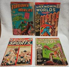 Lot Of 4 12 Cent Comics Unknown and Forbidden Worlds Strange Sports VG/G/G- picture