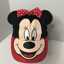 Disney Minnie Mouse Youth Cap Hat Red Black Polka Dots Ears Vacation Beach Pool picture