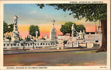 Postcard Interior of the Columbus Cemetery Havana Cuba Linen Unposted picture