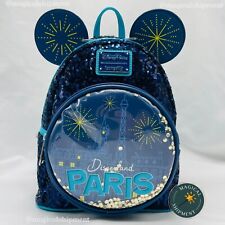 NWT Disneyland Paris - Mickey Paris Sequin Blue Loungefly Backpack | IN-HAND picture