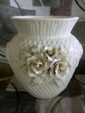 Rose Bisque Floral Vase Capodimonte Vintage. picture