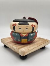 Vintage Kokeshi Jubako Box Old Kokeshi Lunch Box (Two Bowls One Lid) picture