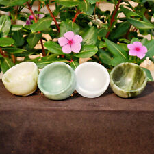 4PCS Natural Jade Bowl Gemstone Quartz Dish Chakra Healing Reiki Crystal Gift 2