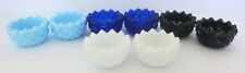 8 PC LOT SUMMIT GLASS SAW TOOTH OPEN SALT DIP BLUE BLACK WHITE & COBALT #T13 picture
