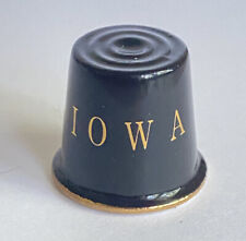 Vintage Black Porcelain with Gold Accents IOWA Souvenir Thimble  picture