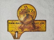 Vintage Paw Paw Bait Co Porcelain Sign Topper Good Fishing Begins Here MICHIGAN picture