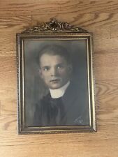 Rare Antique Priest Photograph in Ornate Frame Unique picture