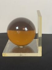 Thomas  O'Brien Lucite Clear and Amber Sphere MCM Bookend Vintage picture
