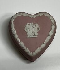 VTG Wedgewood Pink Jasperware Love Heart Trinket Jewelry Box picture