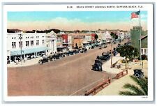 c1920's Beach Street Looking North Classic Cars Daytona Beach Florida Postcard picture