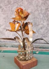 Vintage Brass And Copper Daffodil Bouquet Flowers On Stand 3 Dimensional picture