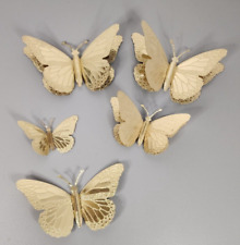 5 Vintage HOMCO Home Interior Metal Gold Tone Wall Butterflies 3D MCM picture