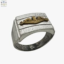 STERLING US NAVY SUBMARINE WARFARE OFFICER RING GOLD DOLPHINS HILBORN HAMBURGER picture