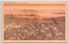 Linen~Air View Death Valley California At Sunset~Vintage Postcard picture
