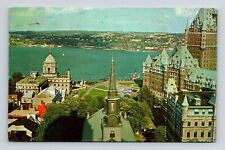 Old Quebec PQ Canada Birds Eye View Cathedral Holy Trinity Postcard PM Cancel picture