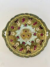 19 TH CENTURY NIPPON HAND PAINTED GILDED HEARTS SHABBY COTTAGE PLATE picture
