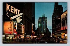 New York City NY-Times Square At Night, Advertisement, Antique Vintage Postcard picture