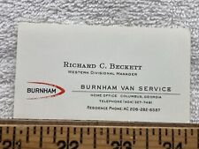 Vintage Business Card Burnham Van Service Columbus Georgia Beckett picture