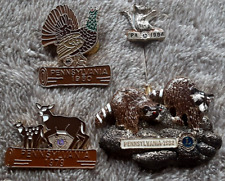 4 wildlife pins LIONS CLUB pa Pennsylvania 70s 80s Deer Raccon Squirrel grouse picture