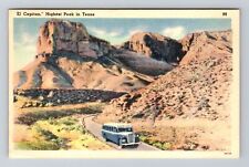 Yosemite CA-California, Tour Bus at El Capitan, Antique Vintage Postcard picture