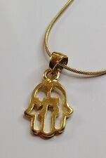 Gold Tone Hamsa With Chai Life In Hebrew Pendant And Gold Plated 18