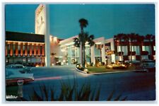 c1950's Night Scene Along Motel Row Cars Miami Beach Florida FL Vintage Postcard picture