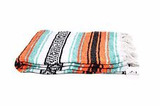 Mint and Orange Mexican Blanket Serape Throw, Mexican Yoga Boho Falsa Blanket XL picture