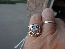 Vintage Estate Tested 14K Gold & Diamond Men's Mason Masonic Ring Size 8.5 picture