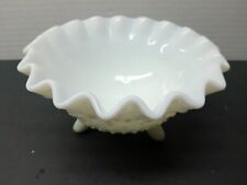 Vintage White Milk Glass 3 Footed Hobnail Bowl Nut Candy Dish 5.5