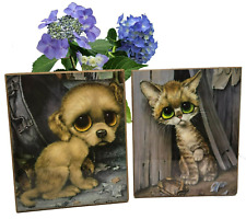 GIG Big Eyed Pity Puppy & Alley Cat Two Glossy Prints on Particle Board picture
