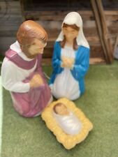 VTG Christmas Nativity Blow Mold Illuminated Joseph Mary & Baby Jesus 28